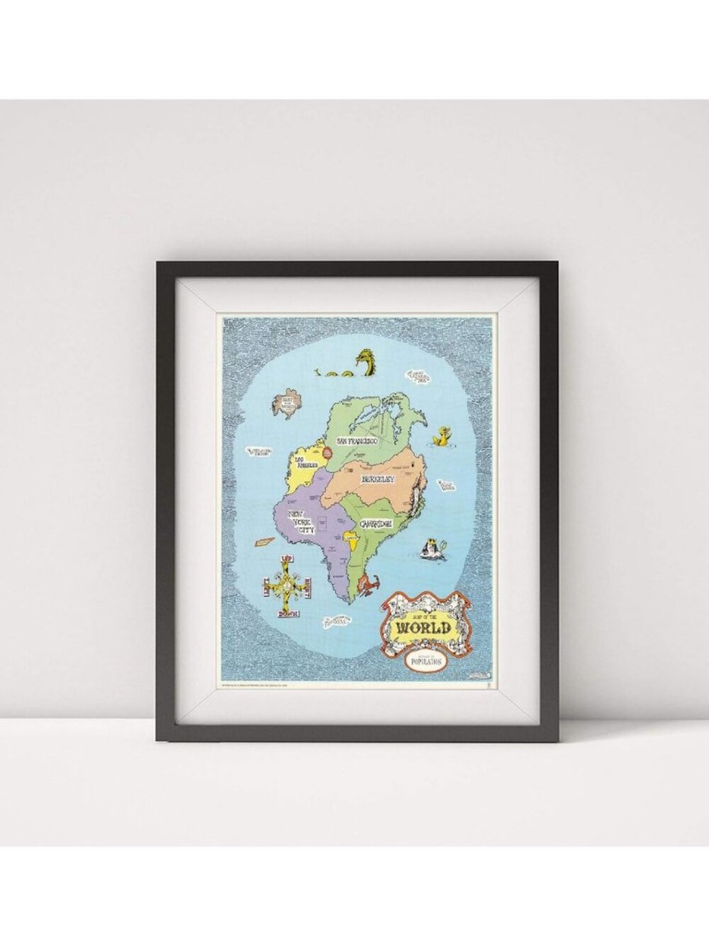 Vintage 1969 World Map with Population List | Unique Home Decor & Travel Art